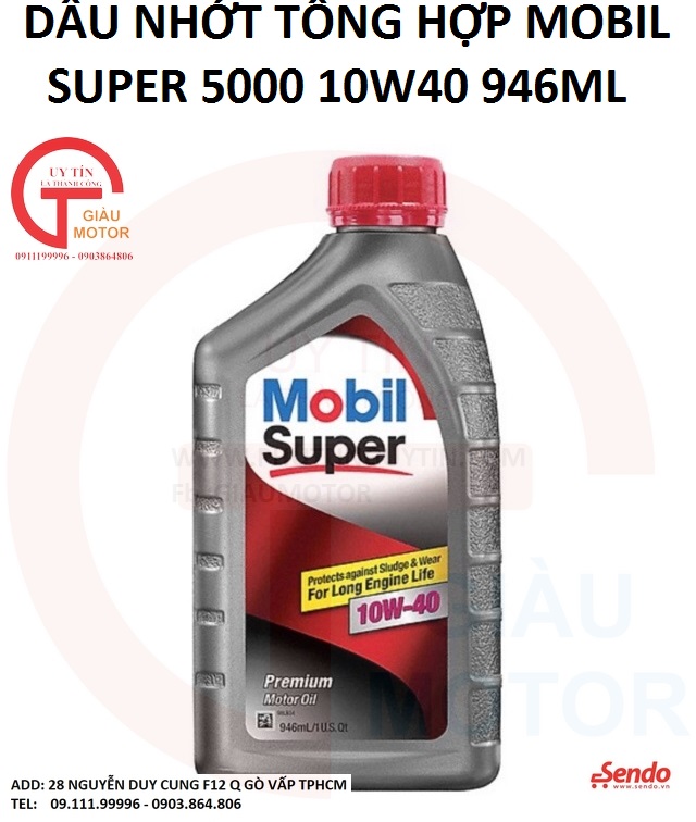 DẦU NHỚT TỔNG HỢP MOBIL SUPER 5000 10W40 946ML